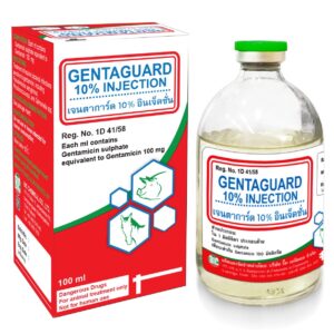เจนตาการ์ด 10% อินเจ็คชั่น (Gentaguard 10% Injection) – ยาปฏิชีวนะ Gentamicin สำหรับสุกรและม้า | ออกฤทธิ์ต่อเชื้อแกรมลบและบางชนิดของเชื้อแกรมบวก