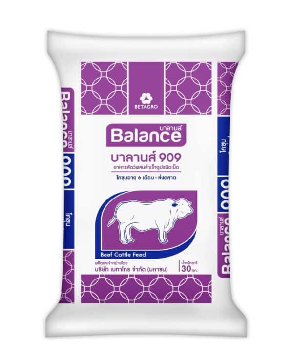 Balance Feed อาหารวัวรุ่น บาลานส์ 909 | อาหารโคขุน อายุ 6 เดือน คุณภาพสูง