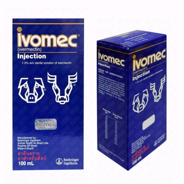 ไอโวเมค อินเจ็คชั่น (IVOMEC INJECTION 100ML) – ยากำจัดพยาธิ Ivermectin 1% สำหรับวัวและสุกร | ออกฤทธิ์กว้าง รักษาได้ทั้งพยาธิภายในและภายนอก