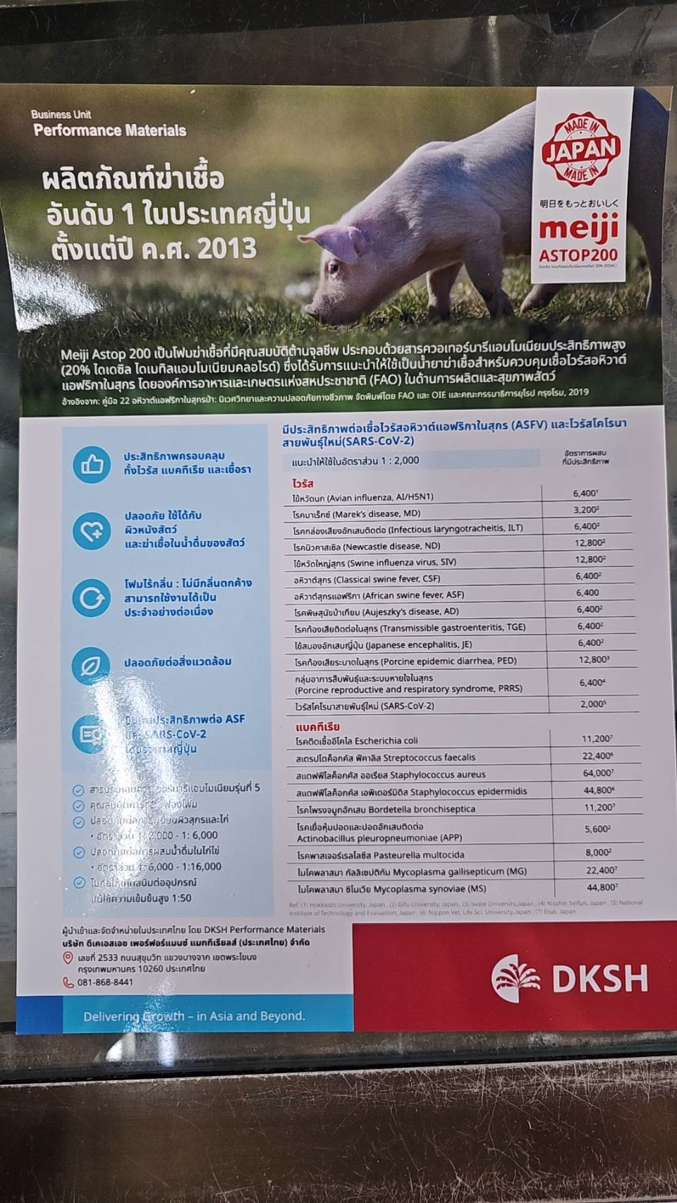 Meiji ASTOP 200 น้ำยาฆ่าเชื้อฟาร์มสุกร ฟาร์มไก่ 1 ลิตร Biosecurity Disinfectant ฆ่าเชื้อ ASF - Image 2