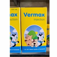 Vermax 1.0% ยาฉีดกำจัดพยาธิ Ivermectin สำหรับวัว ควาย หมู สุนัข ขนาด 100ml/20ml